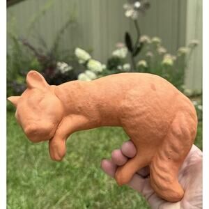 Vtg Scioto Ceramic Sleeping Squirrel Shelf Sitter Unpainted Terra-Cotta Color